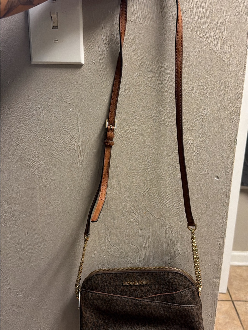 Michael Kors Brown and Gold Signature Crossbody Bag
